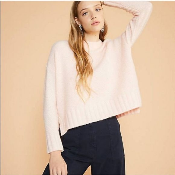 🔴 LOU & GREY Soft Cozy Chunky Knit Textured Sweater Pastel Pink - Picture 2 of 11